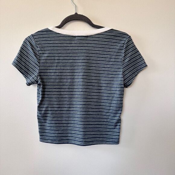 Y2K Blue Striped Crop Top Small - Picture 6 of 10